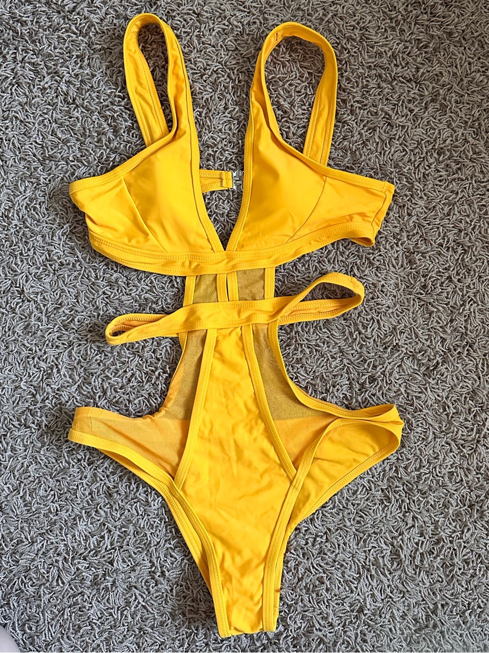 Matte Collection Bright Yellow Cutout One-Piece Swimsuit